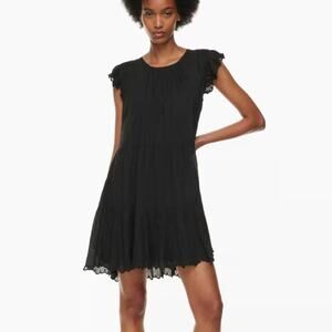 Aritzia Wilfred Sidonie Babydoll Dress Black Flutter Sleeves Tiered Mini Modal